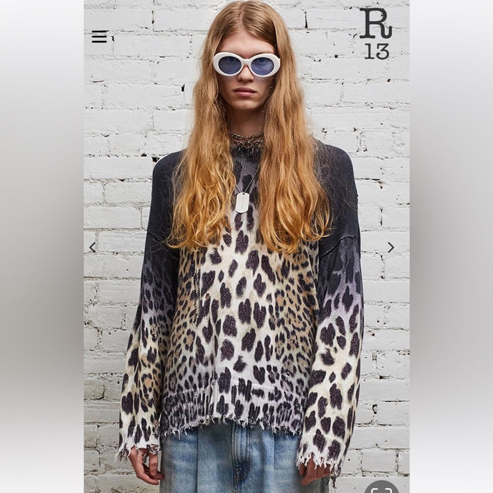 R13 Faded Leopard Oversized Sweater